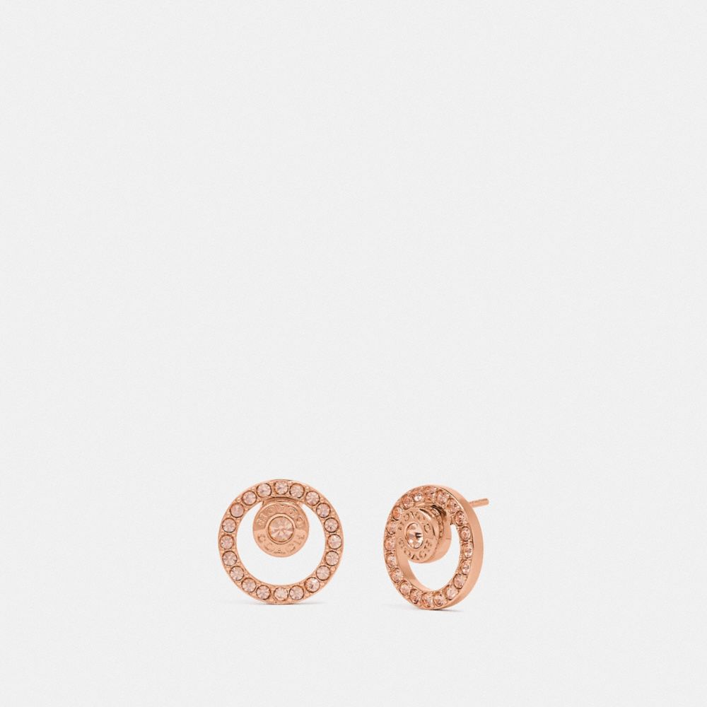 COACH®,OPEN CIRCLE HALO STUD EARRINGS,Rose Gold,Front View