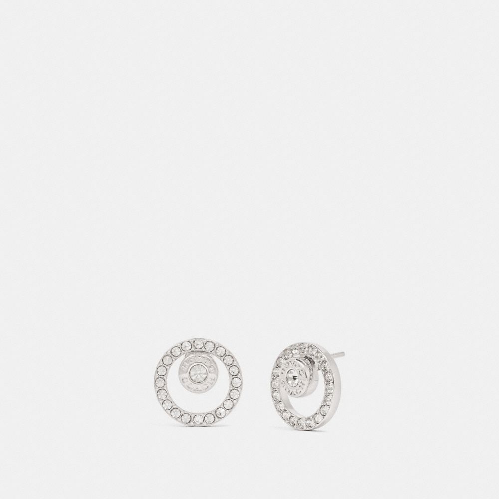 COACH®,OPEN CIRCLE HALO STUD EARRINGS,Silver,Front View image number 0