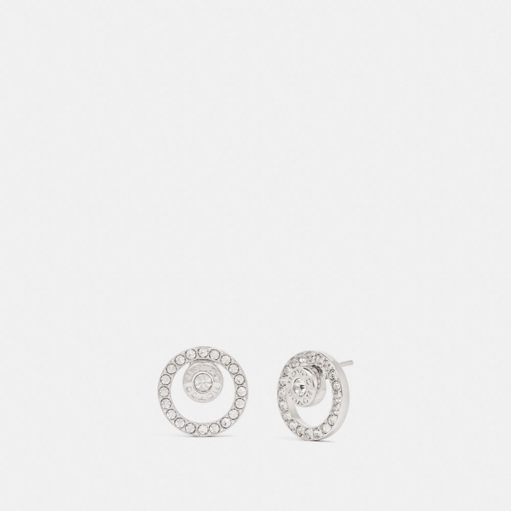 COACH®,BOUCLES D'OREILLES HALO CERCLE OUVERT,Laiton,Argent,Front View