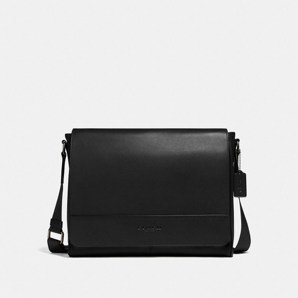 COACH®,HOUSTON MESSENGER,X-Large,Gunmetal/Black,Front View