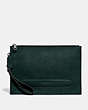 COACH®,STRUCTURED POUCH,pvc,Small,Nickel/Forest,Front View