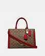 COACH®,ZOE CARRYALL IN SIGNATURE CANVAS,pvc,Gold/KHAKI/TRUE RED,Front View
