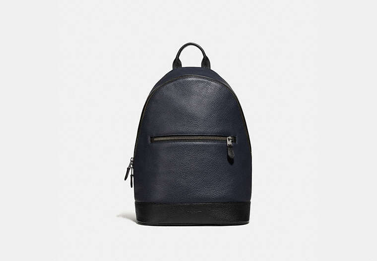 COACH®,WEST SLIM BACKPACK,Large,Gunmetal/Midnight Navy,Front View