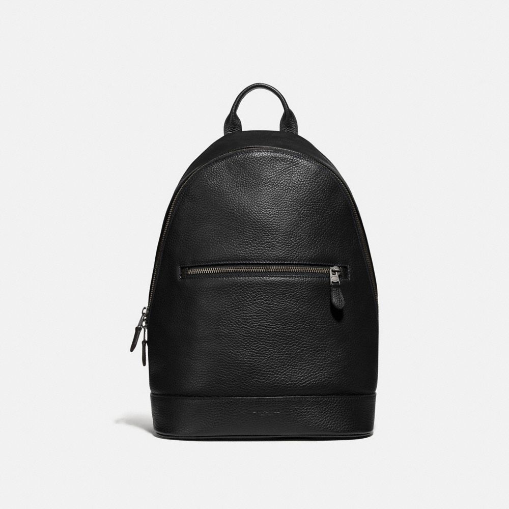 COACH®,WEST SLIM BACKPACK,Large,Gunmetal/Black,Front View