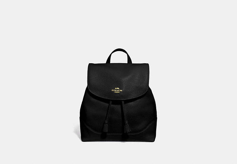 COACH®,ELLE BACKPACK,Leather,Medium,Gold/Black,Front View