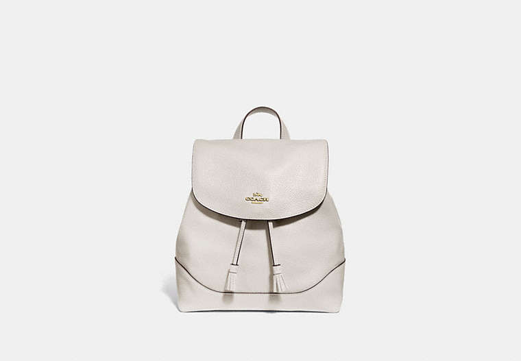 COACH®,ELLE BACKPACK,Leather,Medium,Gold/Chalk,Front View