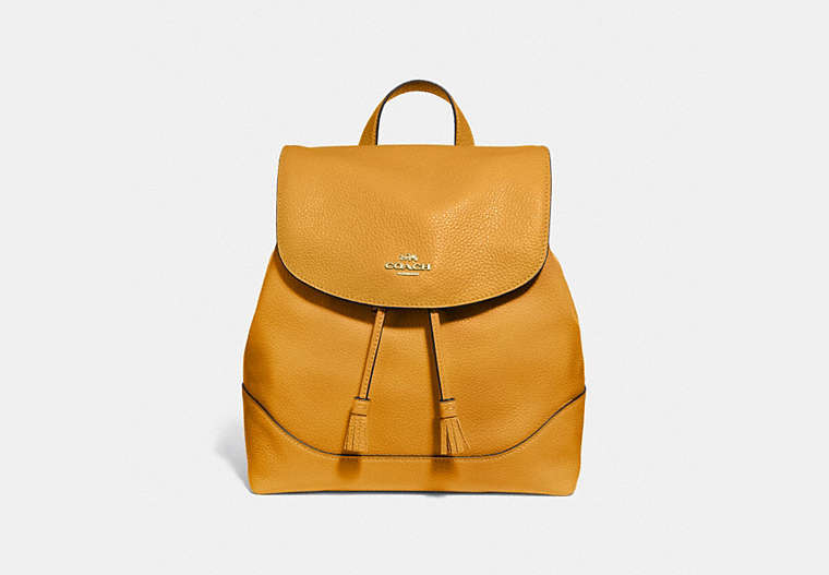 COACH®,ELLE BACKPACK,Leather,Medium,Gold/Mustard Yellow,Front View