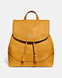 COACH®,ELLE BACKPACK,Leather,Medium,Gold/Mustard Yellow,Front View