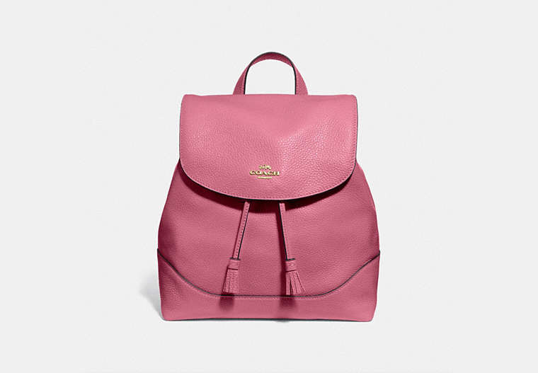 COACH®,ELLE BACKPACK,Leather,Medium,Gold/Rouge,Front View