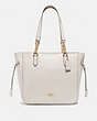 COACH®,ELLE CHAIN TOTE,Leather,Large,Gold/Chalk,Front View