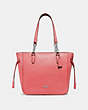 COACH®,ELLE CHAIN TOTE,Leather,Large,Silver/Rose Petal,Front View