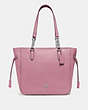 COACH®,ELLE CHAIN TOTE,Leather,Large,Silver/TULIP,Front View