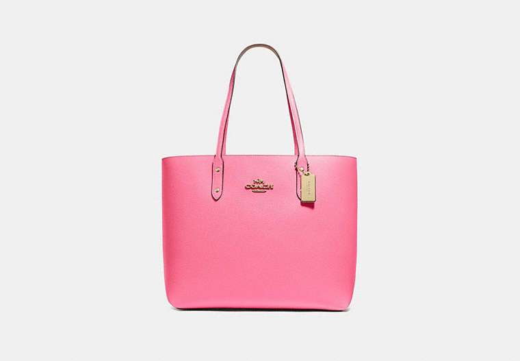 COACH®,CABAS TOWN,Cuir,Or/Rose Rubis,Front View