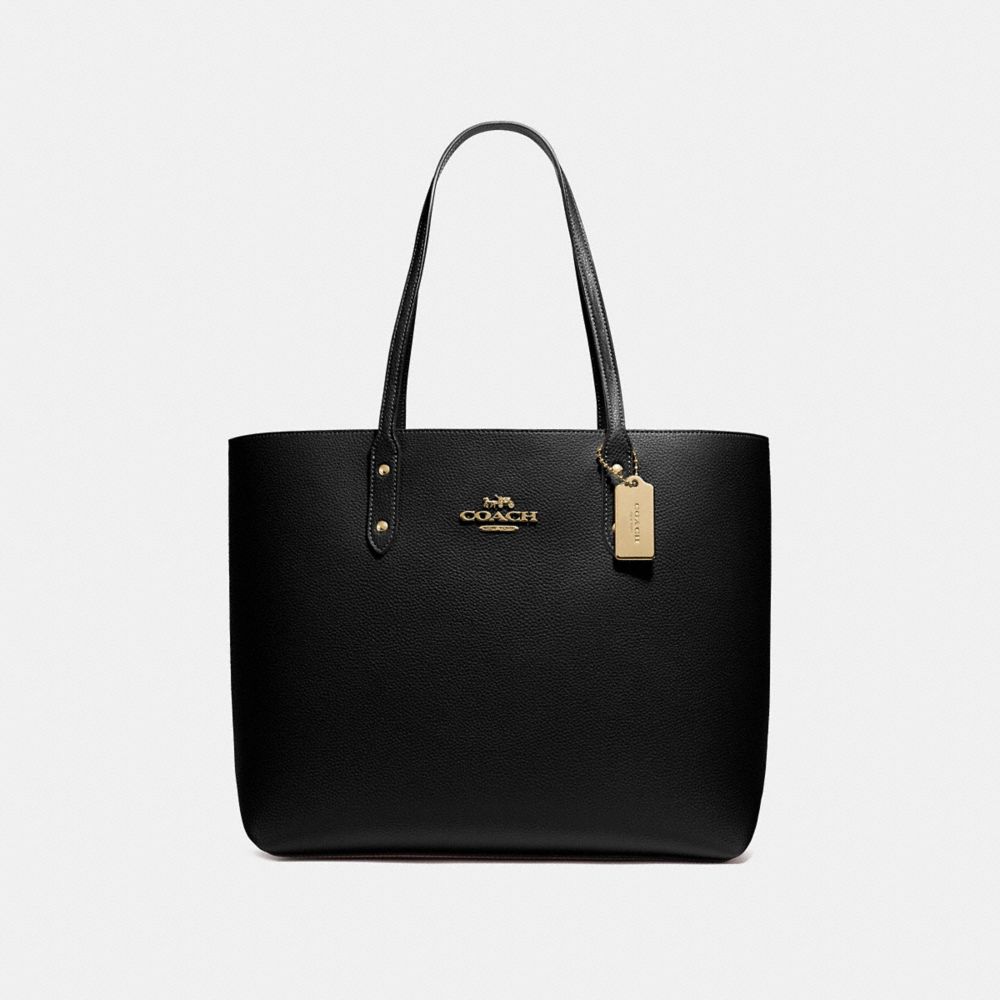 COACH®,TOWN TOTE,Large,Gold/Black,Front View