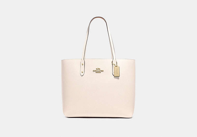 COACH®,CABAS TOWN,Cuir,Or/Craie,Front View