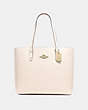 COACH®,TOWN TOTE,Leather,Large,Gold/Chalk,Front View