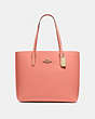 COACH®,TOWN TOTE,Leather,Large,Gold/Light Coral,Front View