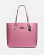 COACH®,TOWN TOTE,Leather,Large,Gunmetal/Pink Rose,Front View