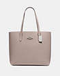 COACH®,TOWN TOTE,Leather,Large,Silver/Grey Birch,Front View
