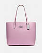 COACH®,TOWN TOTE,Leather,Large,Silver/LILAC,Front View