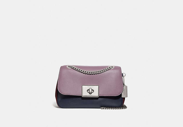 COACH®,CASSIDY CROSSBODY IN COLORBLOCK,Leather,Mini,Silver/Jasmine Multi,Front View