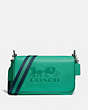 COACH®,JES MESSENGER,Leather,Small,Silver/Green,Front View