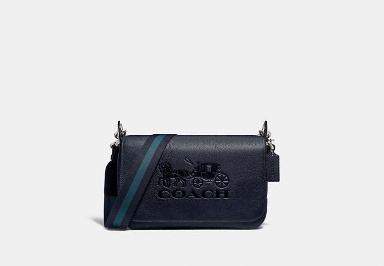 COACH®,JES MESSENGER,Leather,Small,Silver/Midnight,Front View