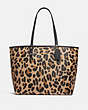COACH®,REVERSIBLE CITY TOTE WITH ANIMAL PRINT,pvc,Large,Gold/Natural Multi Black,Front View