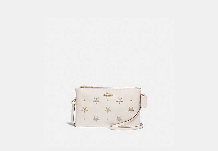 COACH®,LYLA CROSSBODY WITH ALLOVER STUDS,Leather,Gold/Chalk,Front View