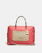 COACH®,EMMA SATCHEL WITH SIGNATURE CANVAS DETAIL,Leather,Large,Gold/Khaki Light Coral Multi,Front View