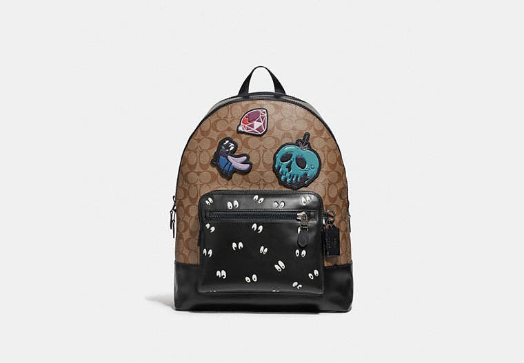 Disney X Coach West Backpack In Signature Canvas With Snow White And The Seven Dwarfs Patches