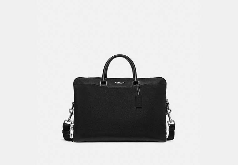 COACH®,BECKETT LARGE BRIEF,Large,Nickel/BLACK,Front View
