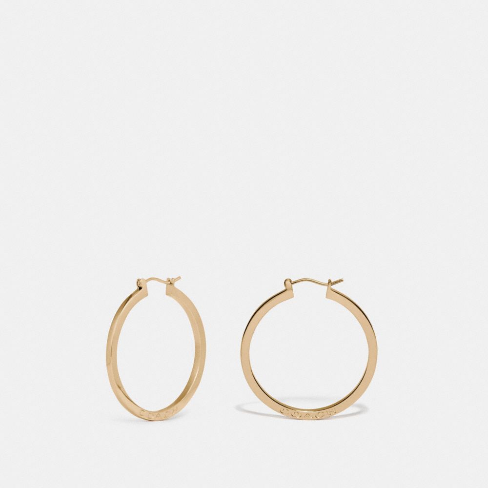 COACH®,HOOP EARRINGS,Gold,Front View