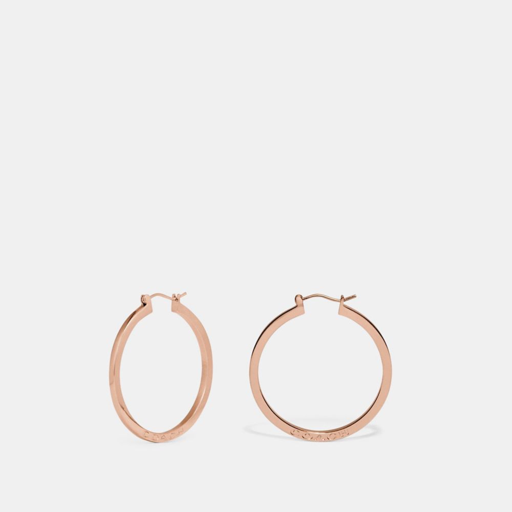 COACH®,HOOP EARRINGS,Rose Gold,Front View