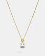 COACH®,EMERALD CUT CRYSTAL NECKLACE,Metal,Gold/Clear,Front View