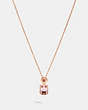 COACH®,EMERALD CUT CRYSTAL NECKLACE,Metal,Rose Gold/Peach,Front View