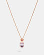 COACH®,EMERALD CUT CRYSTAL NECKLACE,Metal,RS/PINK,Front View