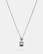 COACH®,EMERALD CUT CRYSTAL NECKLACE,Metal,Silver/Black,Front View