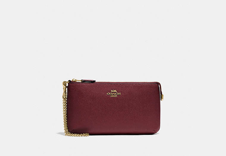 COACH®,LARGE WRISTLET,Gold/Wine,Front View