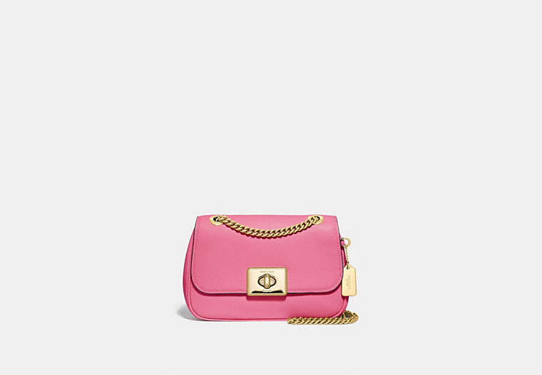 COACH®,MINI CASSIDY CROSSBODY,Leather,Small,Gold/Pink Ruby,Front View