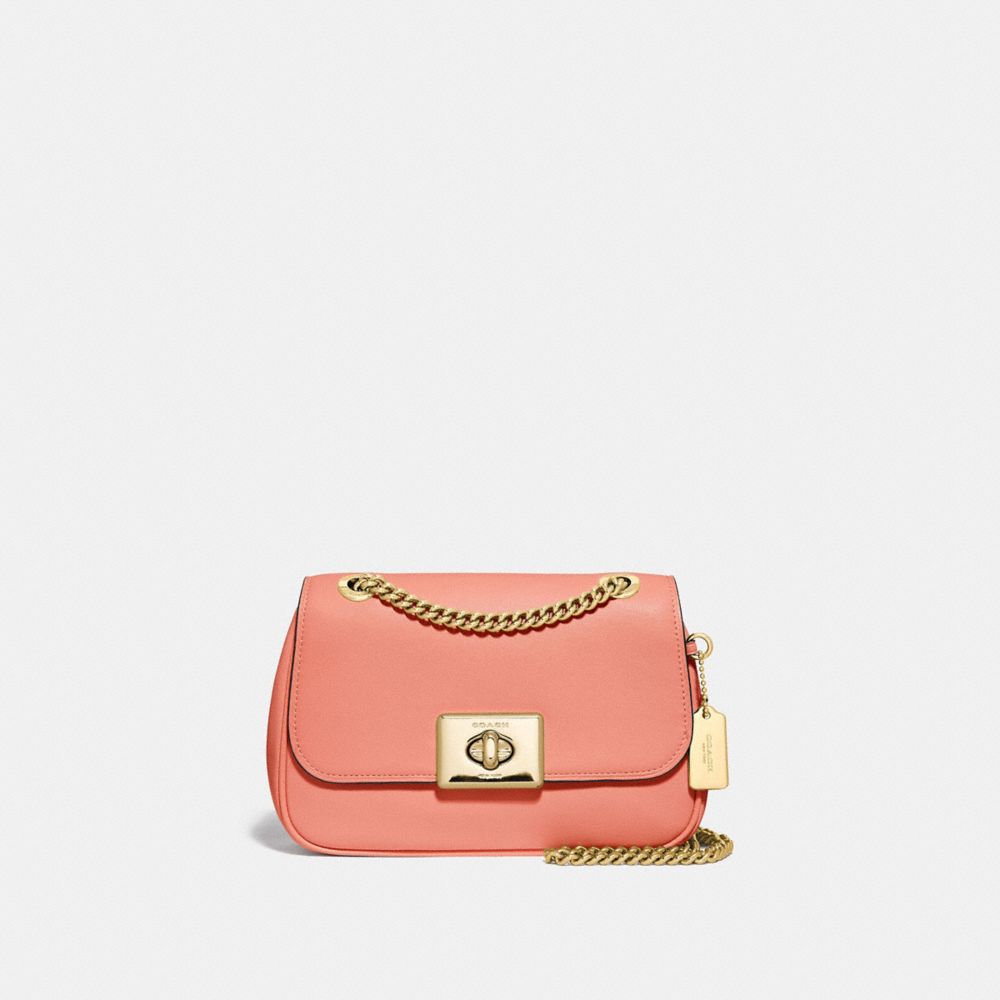 COACH®,MINI CASSIDY CROSSBODY,Leather,Small,Gold/Light Coral,Front View