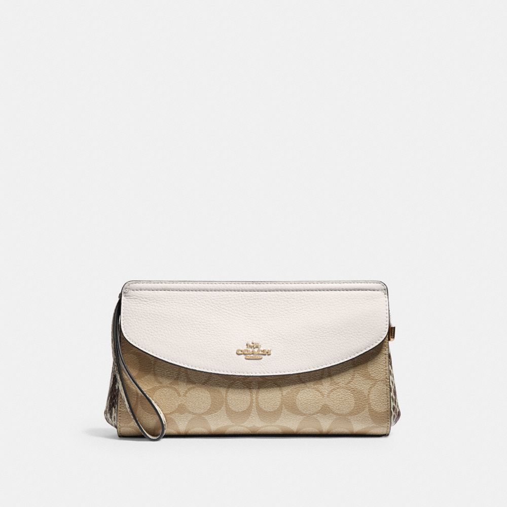 COACH® Outlet | Flap Clutch In Signature Canvas