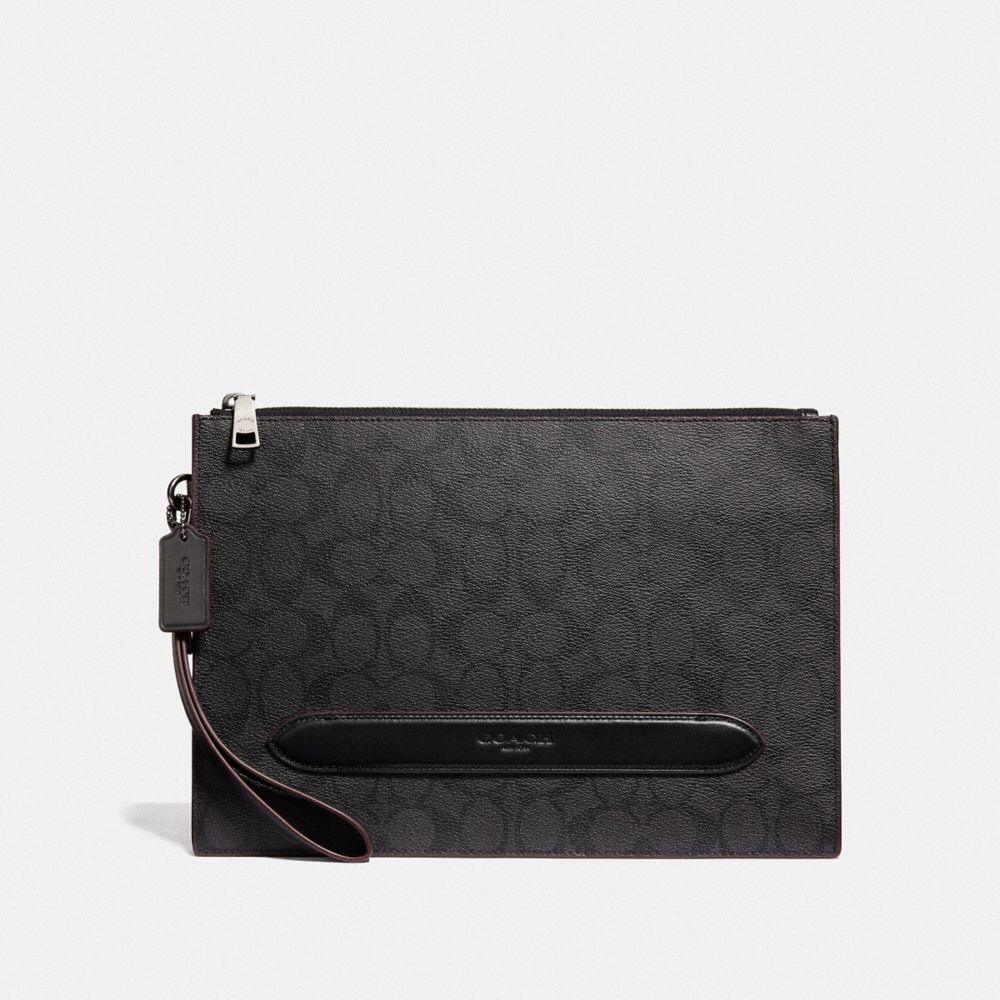 Coach structured pouch in signature online leather