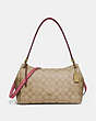 COACH®,SMALL MIA SHOULDER BAG IN SIGNATURE CANVAS,pvc,Medium,Gold/Light Khaki Rouge,Front View