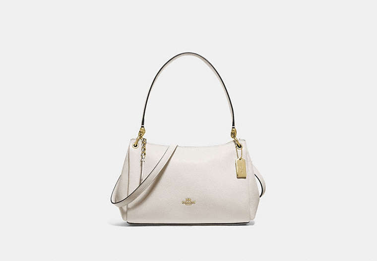 COACH®,SMALL MIA SHOULDER BAG,Leather,Medium,Gold/Chalk,Front View