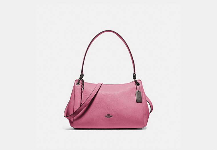 COACH®,SMALL MIA SHOULDER BAG,Leather,Medium,Gunmetal/Pink Rose,Front View