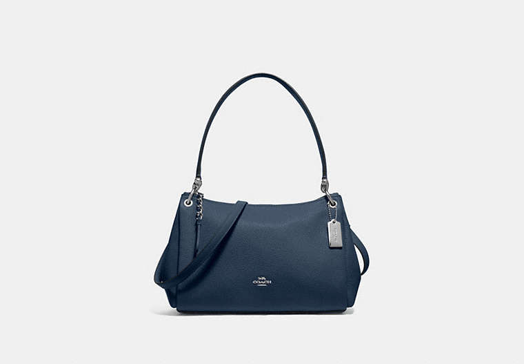 COACH®,SMALL MIA SHOULDER BAG,Leather,Medium,Silver/Denim,Front View