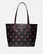 COACH®,CITY ZIP TOTE WITH BELL FLOWER PRINT,pvc,Large,Gold/Black Multi,Front View