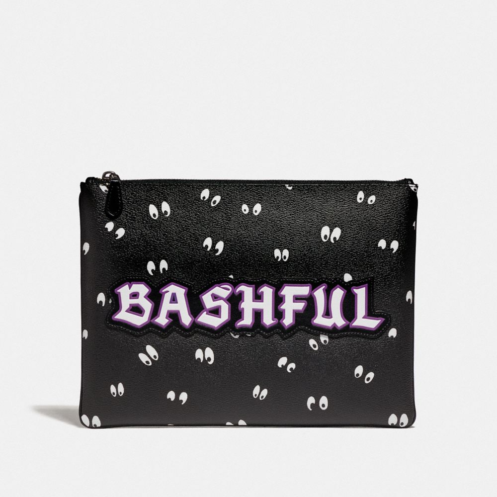 Grande pochette Disney X Coach avec imprimé Blanche-Neige et les yeux des sept nains et timide