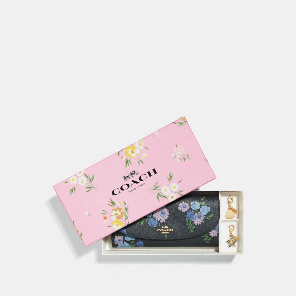 Boxed Slim Envelope Wallet With Painted Peony Print